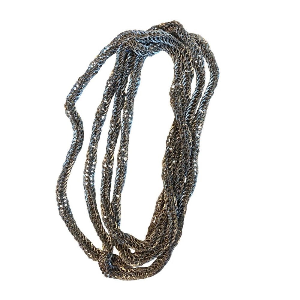 Silver Multi-Strand Twisted Rope Chain Necklace